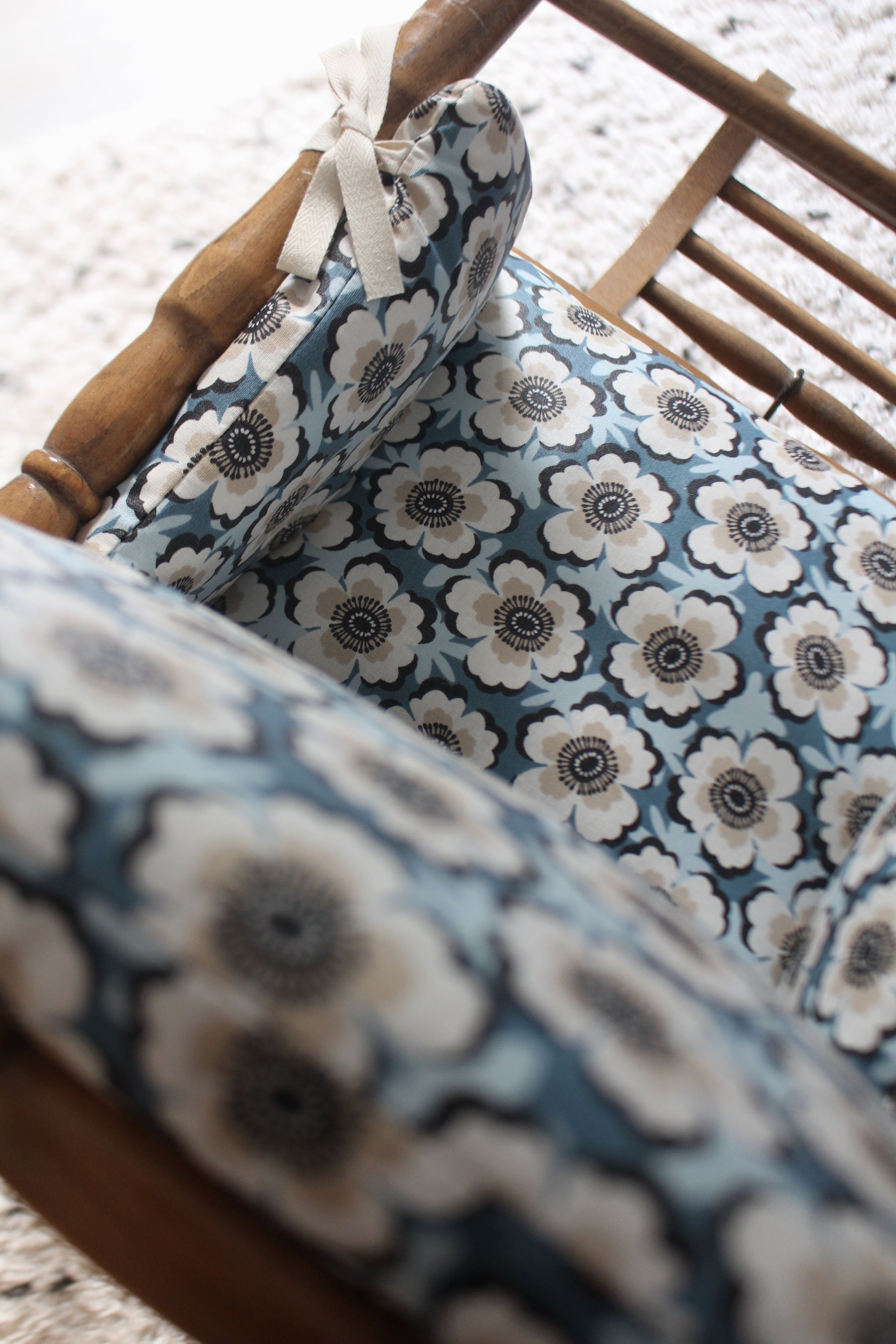 Easy Dort Coussin Chaise Haute Bébé - Coton Enduit - Lagon - Fabriqué En France