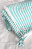 Couverture bébé douce rayée menthe à l'eau – Plaid bébé cocooning