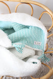 Couverture bébé douce rayée menthe à l'eau – Plaid bébé cocooning