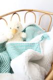 Couverture bébé douce rayée menthe à l'eau – Plaid bébé cocooning