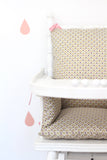 Coussin chaise haute en coton enduit Oeko-tex / Ethnik doré et rose
