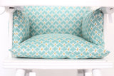 ★ Coussin chaise haute en coton enduit Oeko-tex /  Indy turquoise ★