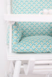 ★ Coussin chaise haute en coton enduit Oeko-tex /  Indy turquoise ★
