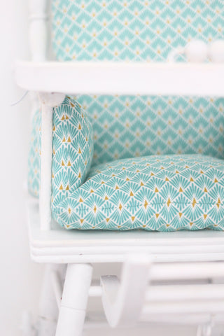 ★ Coussin chaise haute en coton enduit Oeko-tex /  Indy turquoise ★
