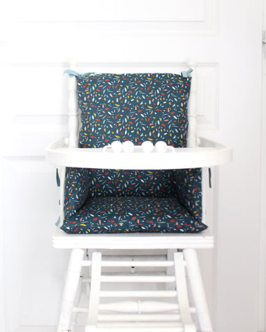 Coussin de chaise haute bébé en coton enduit Oeko-Tex / Confetti